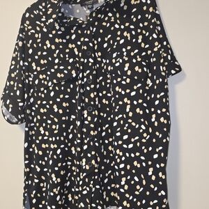Cocomo Black Shirt with White and Tan Patterns